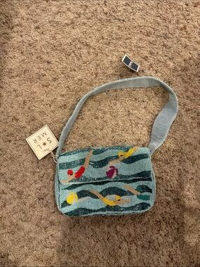 Woman Swimmer Beaded Purse